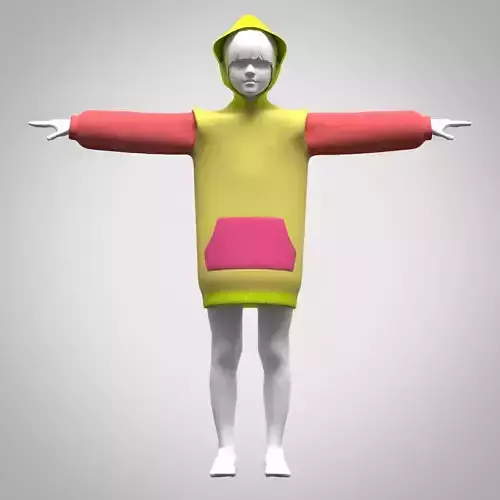girls dress hoodie sweat dress 3d clothing Low-poly 3D model