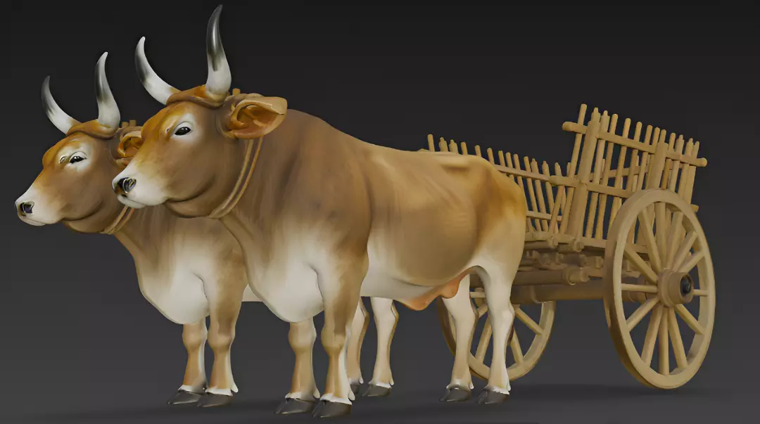 Ox Cart Bullock 3D Model 3D model