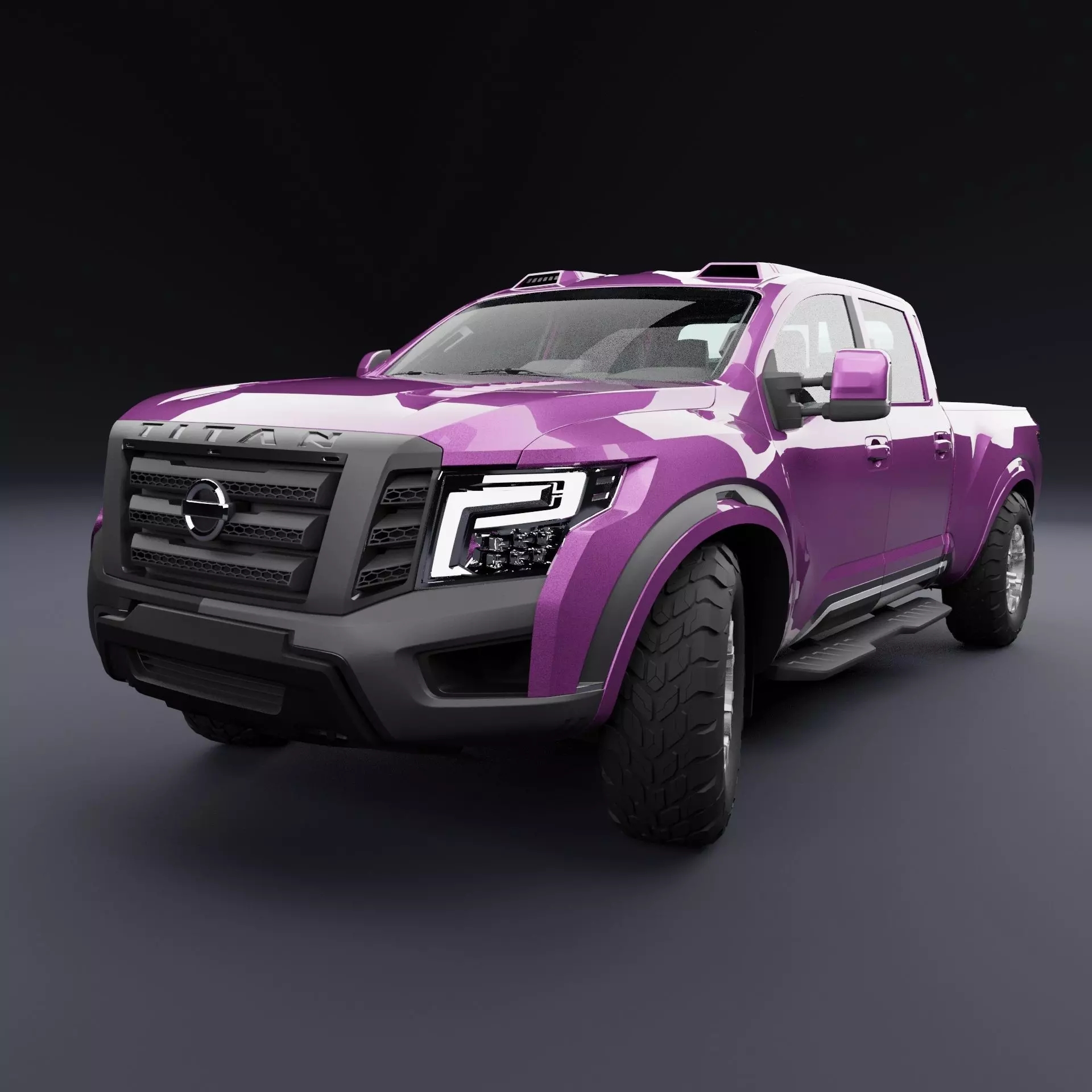 Nissan 4x4 Car Metallic Fuchsia Low-poly 3D model