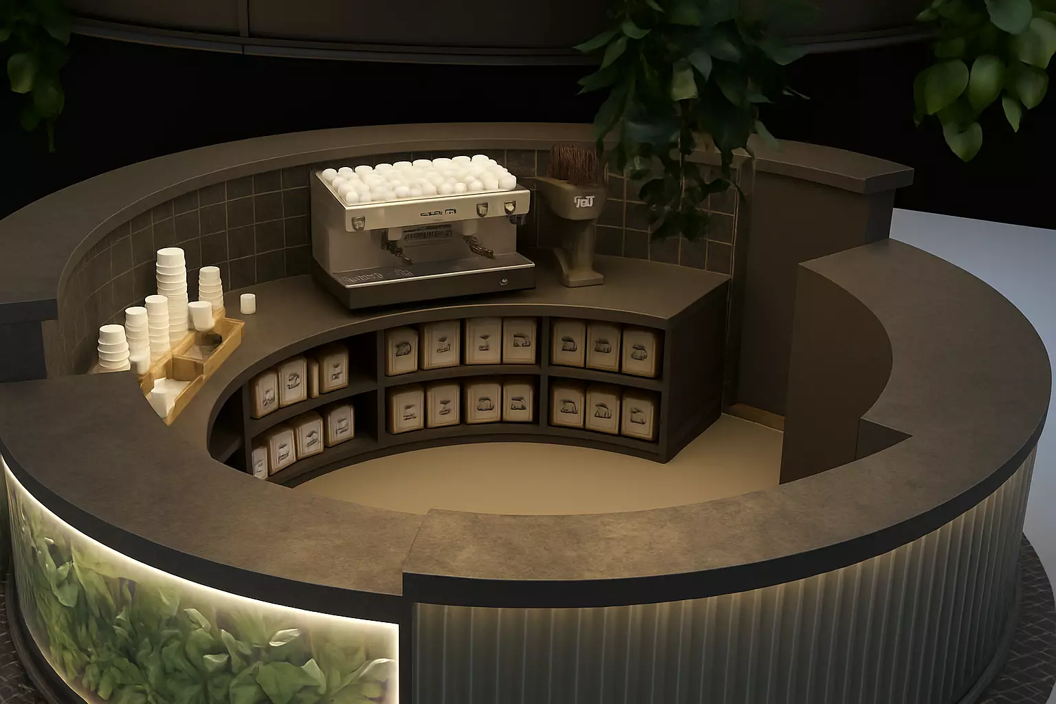 Island-style coffee bar Free 3D model_1