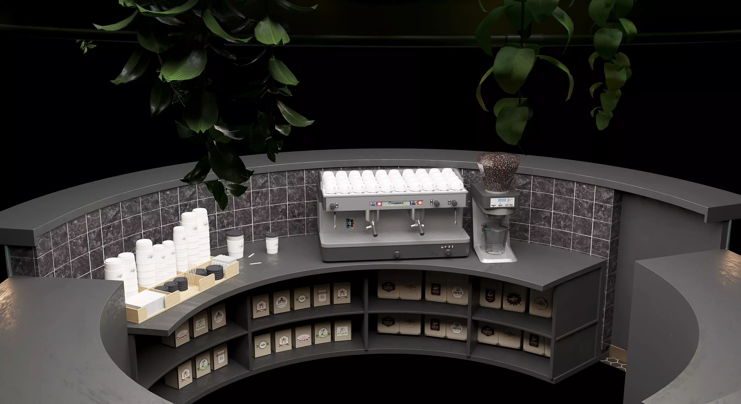 Island-style coffee bar Free 3D model_2