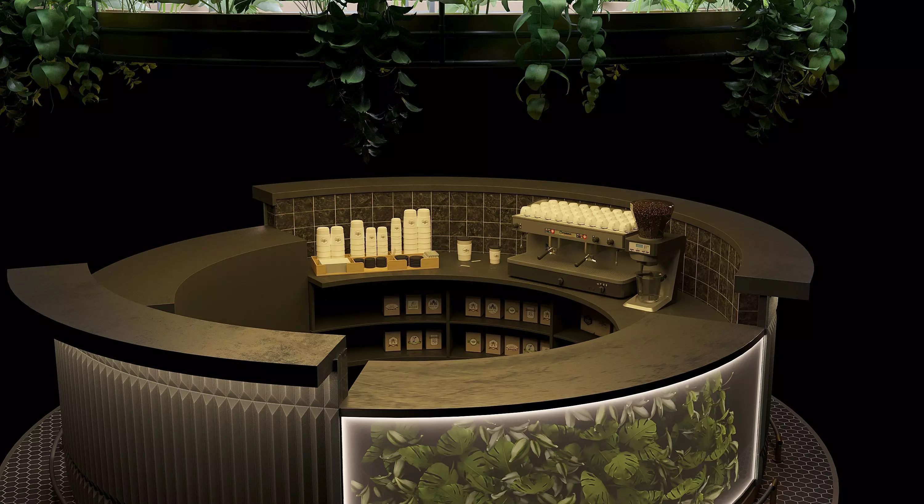 Island-style coffee bar Free 3D model_4