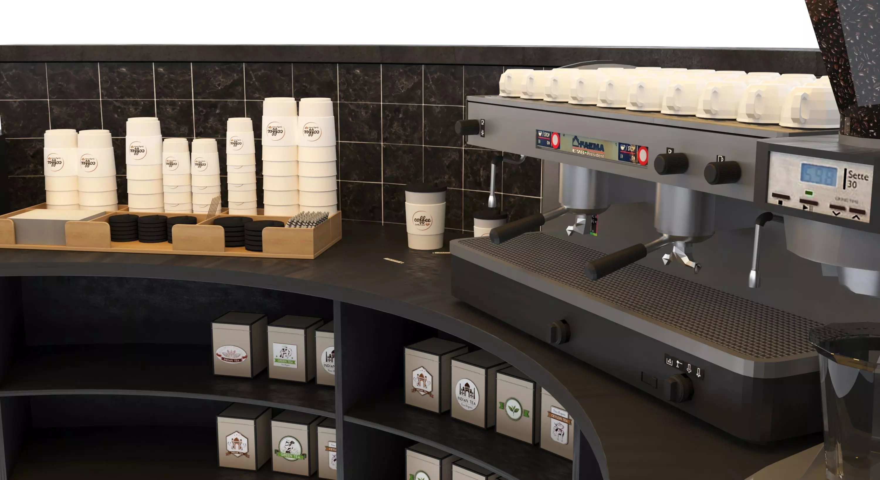 Island-style coffee bar Free 3D model_3