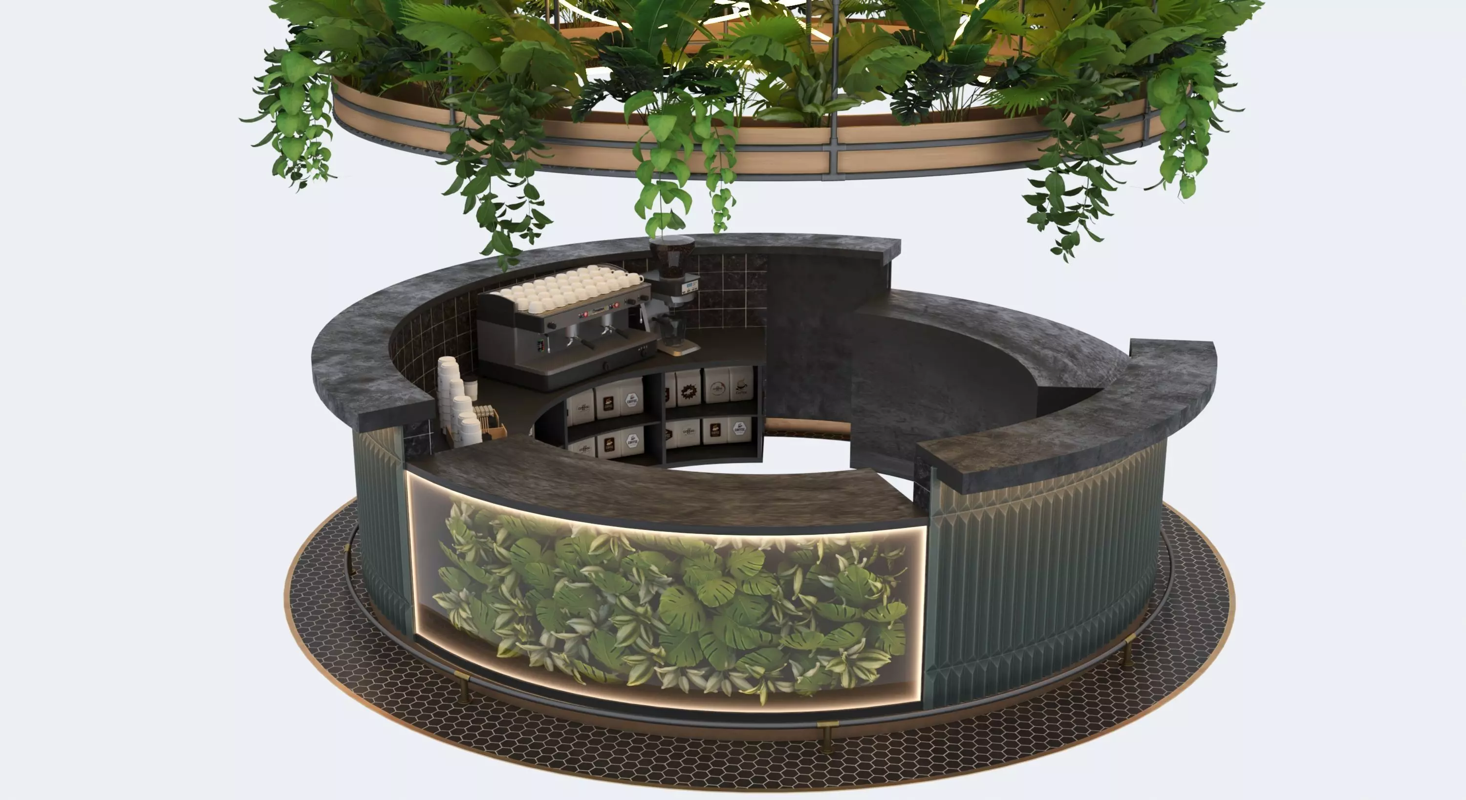 Island-style coffee bar Free 3D model_0