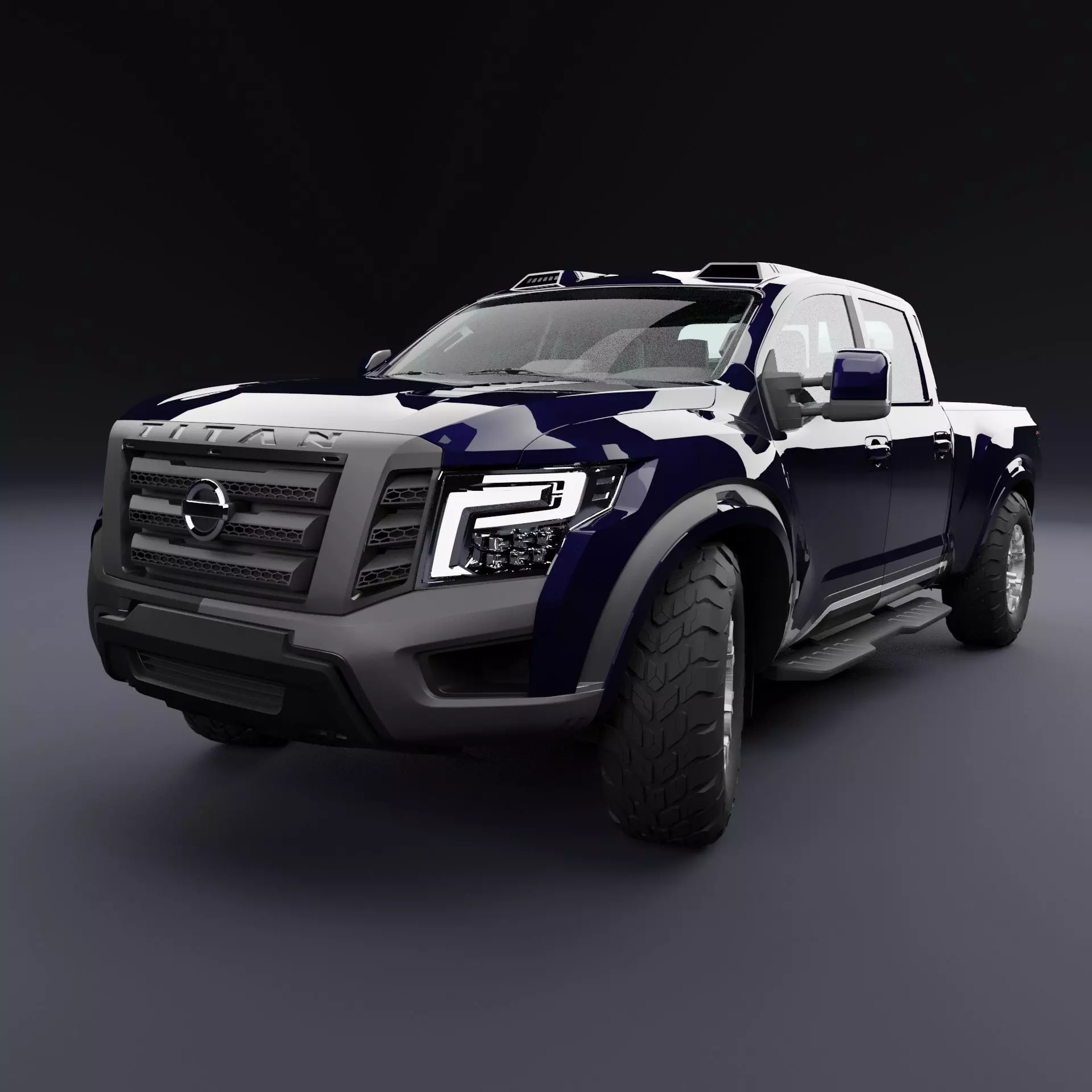Nissan 4x4 Car Metallic Blue Dark Low-poly 3D model