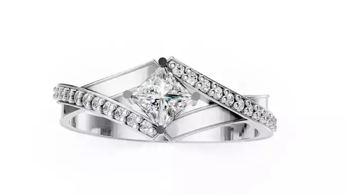 Princess Cut Rocky bypass Ring 3D print model