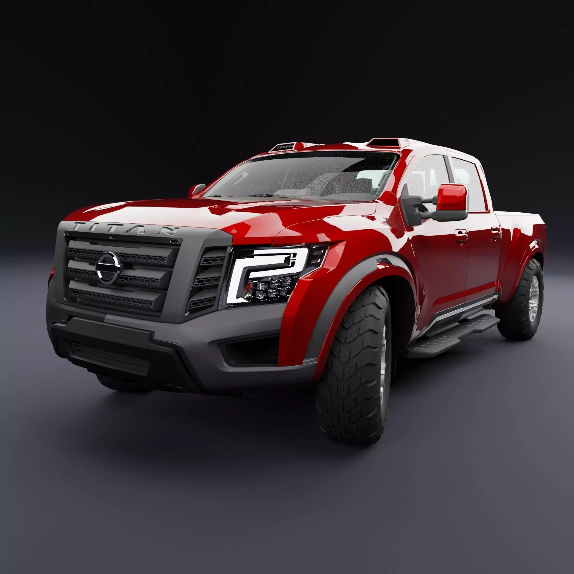 Nissan 4x4 Car Metallic Red Dark Low-poly 3D model