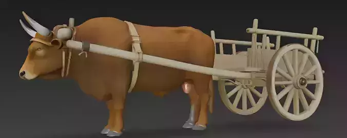 Bullock Cart Ox Cart 3d Model