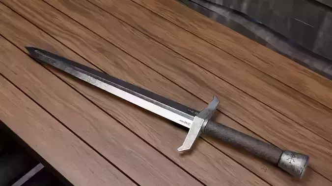  medieval Sword old age game-ready low poly PBR 4K 