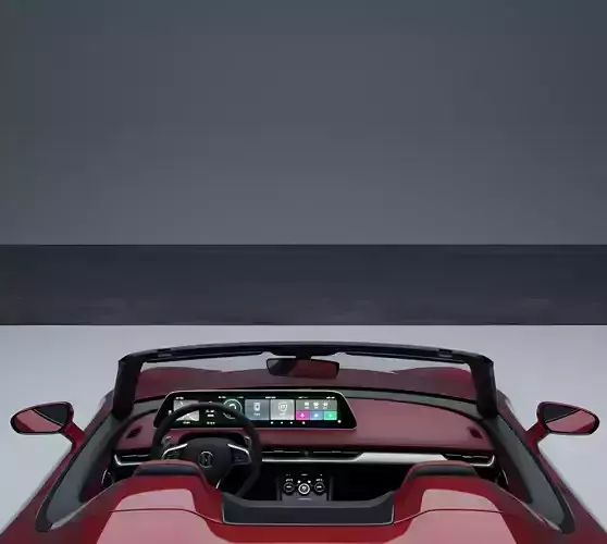 Elegant Red Sports Convertible Low-poly 3D model 2