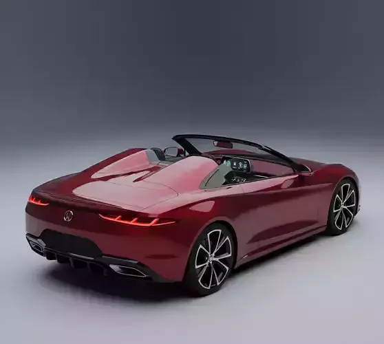 Elegant Red Sports Convertible Low-poly 3D model 3