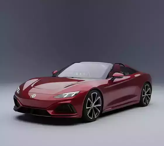 Elegant Red Sports Convertible Low-poly 3D model 4