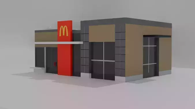 Low Poly Game Ready McDonald Building