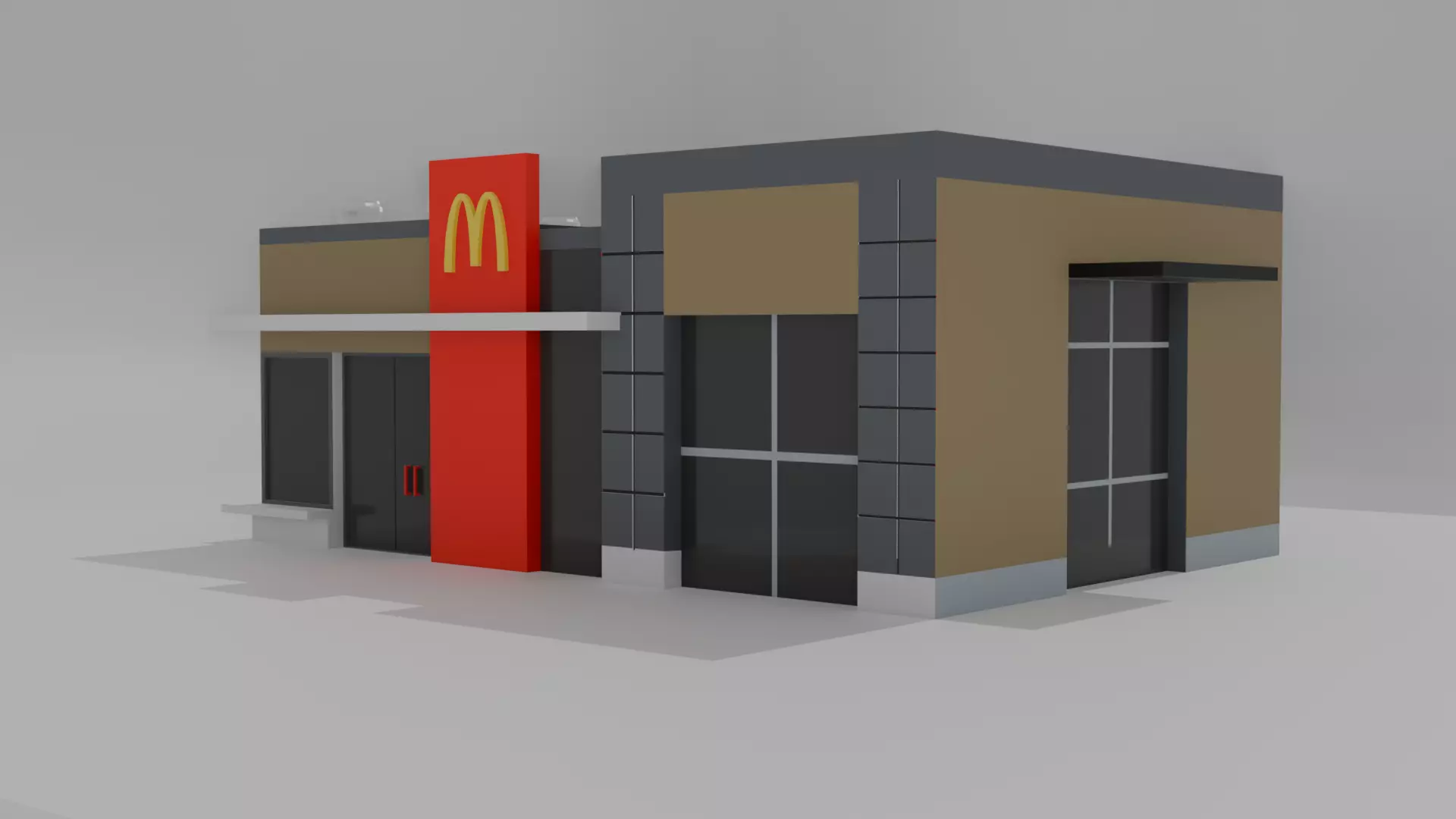 Low Poly Game Ready McDonald Building Free low-poly 3D model