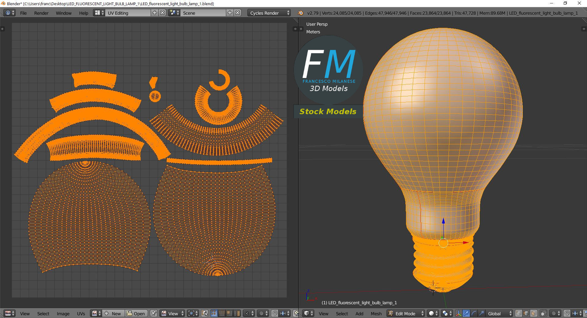 LED Fluorescent light bulb lamp 1 3D model_10