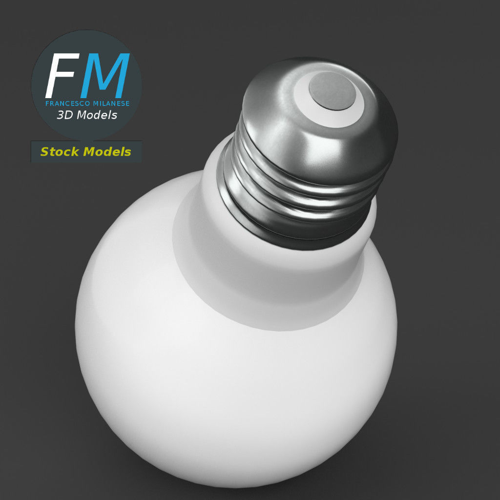 LED Fluorescent light bulb lamp 1 3D model_2