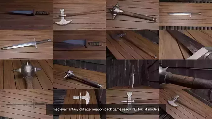  medieval fantasy old age weapon pack game ready PBR4k