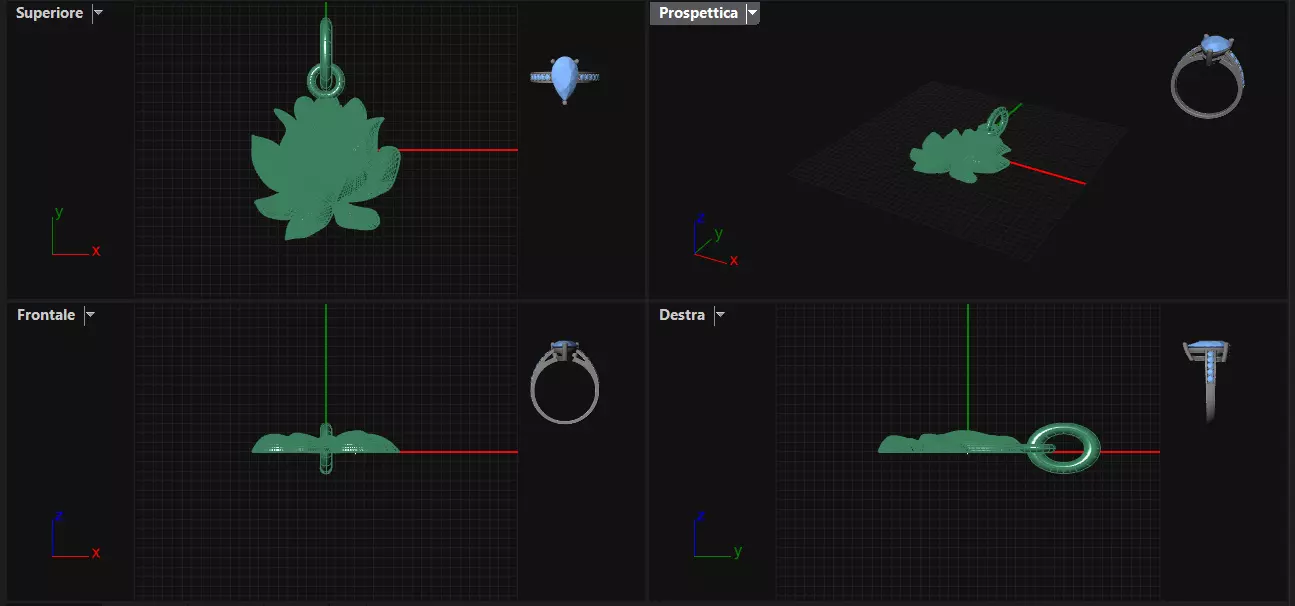 Lotus flower pendant 3D print model_5