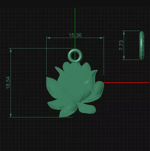 Lotus flower pendant 3D print model_2