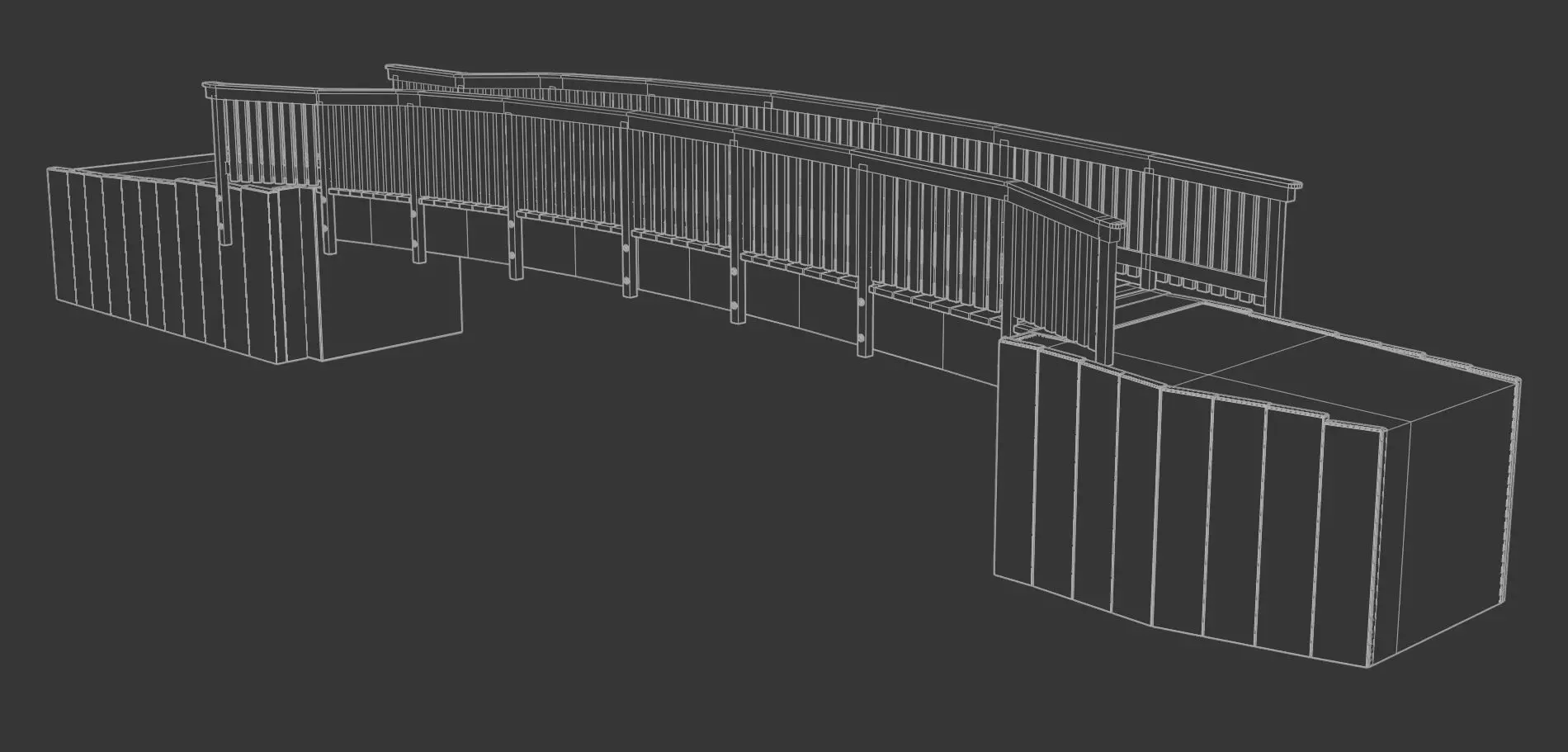 Footbridge Low-poly 3D model_7