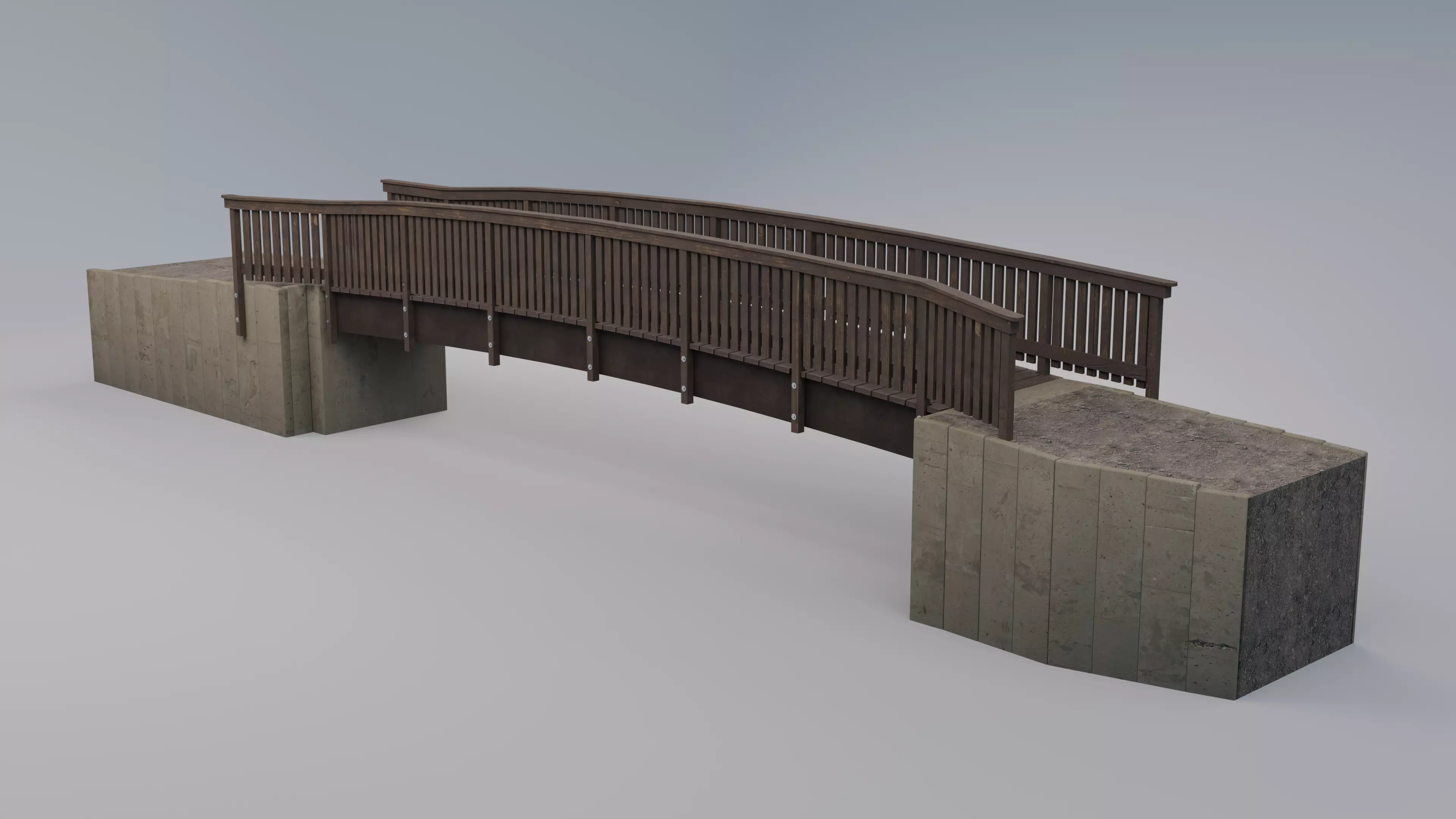 Footbridge Low-poly 3D model_0