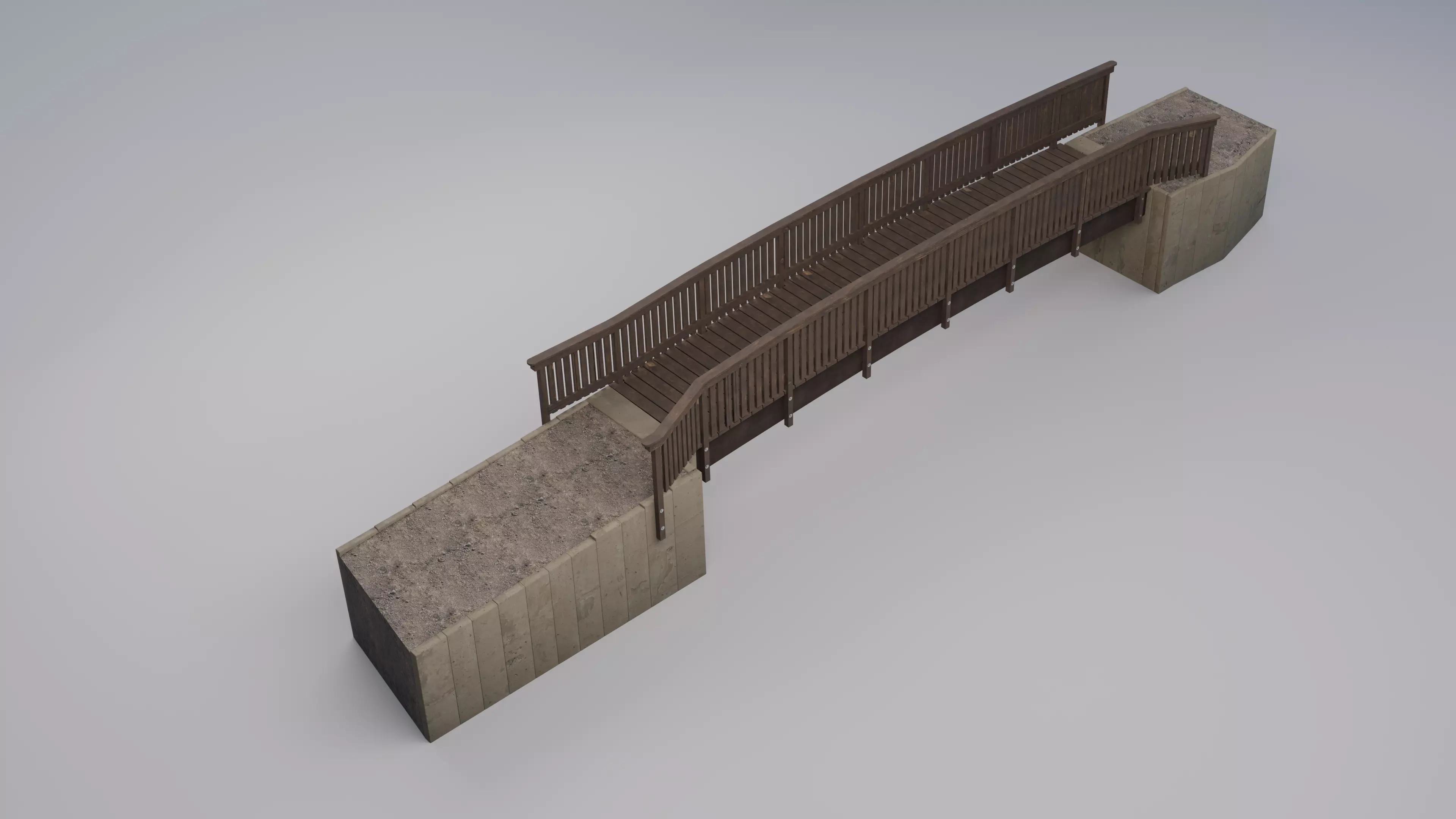 Footbridge Low-poly 3D model_1
