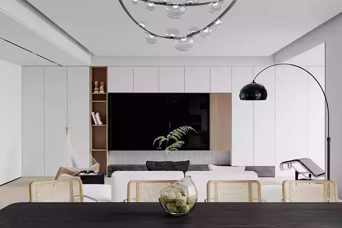 Modern living room dining room interior scenes 253