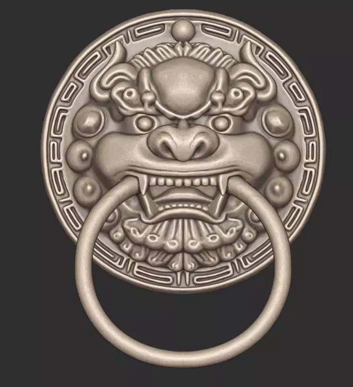 Chinese Style Beast Head Door Knocker 2 - High Poly 3D Model 3D print model