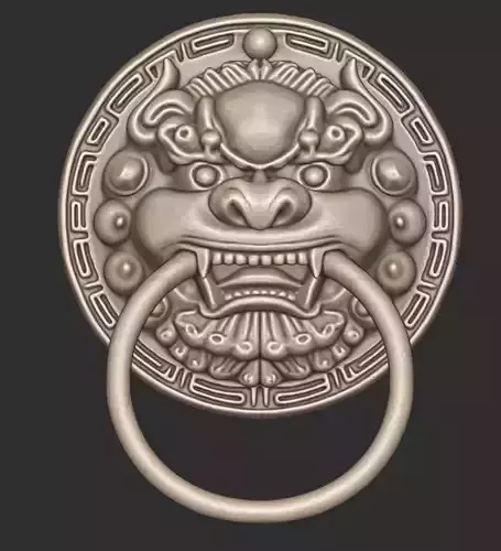 Chinese Style Beast Head Door Knocker 2 - High Poly 3D Model