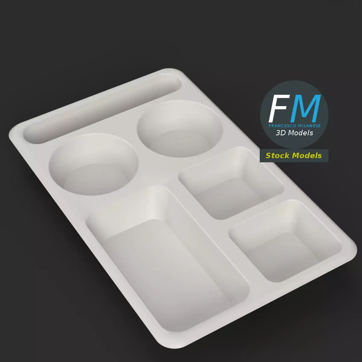 Empty compartment meal tray 1 3D model_2