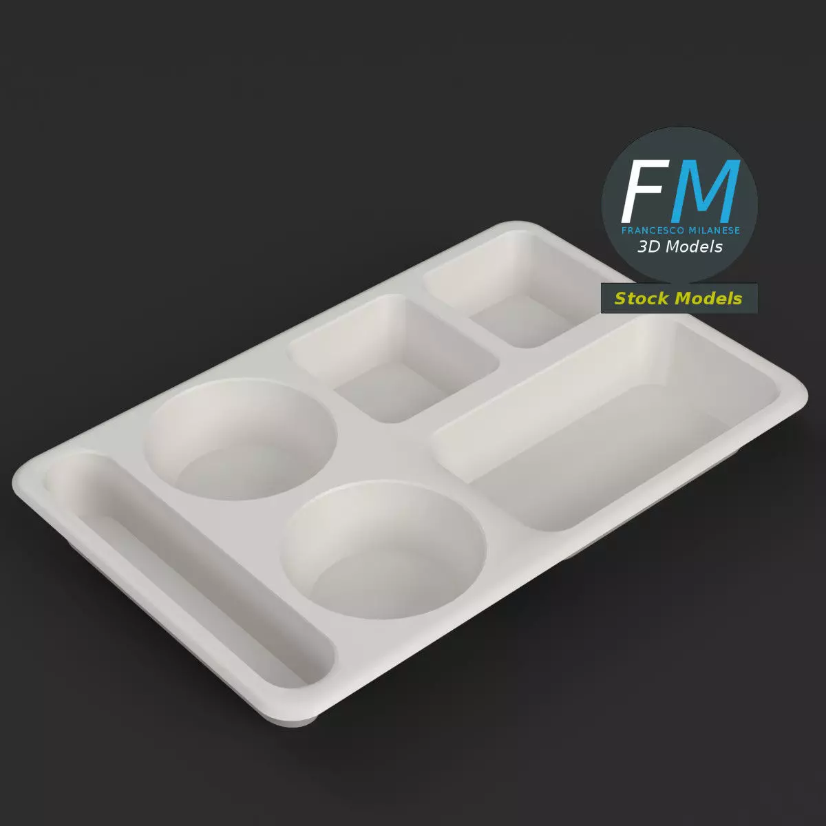 Empty compartment meal tray 1 3D model_0