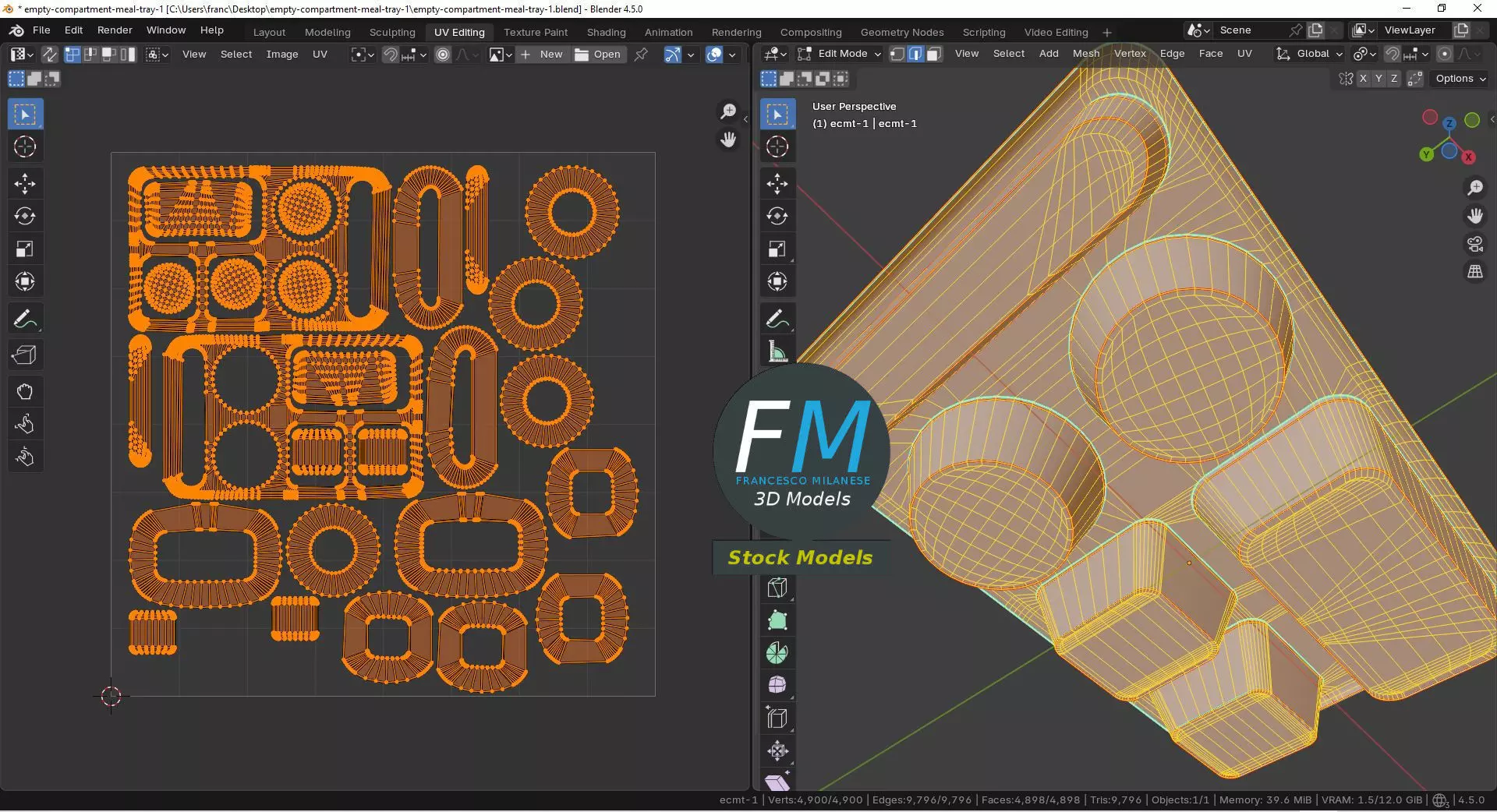 Empty compartment meal tray 1 3D model_10