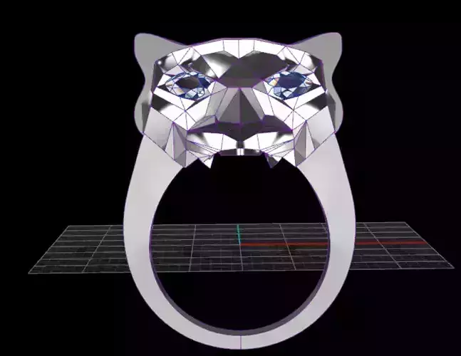 Snow Leopard Head Ring