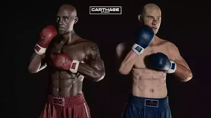 Boxing Fighters Pack LowPoly PBR  Low-poly 3D model