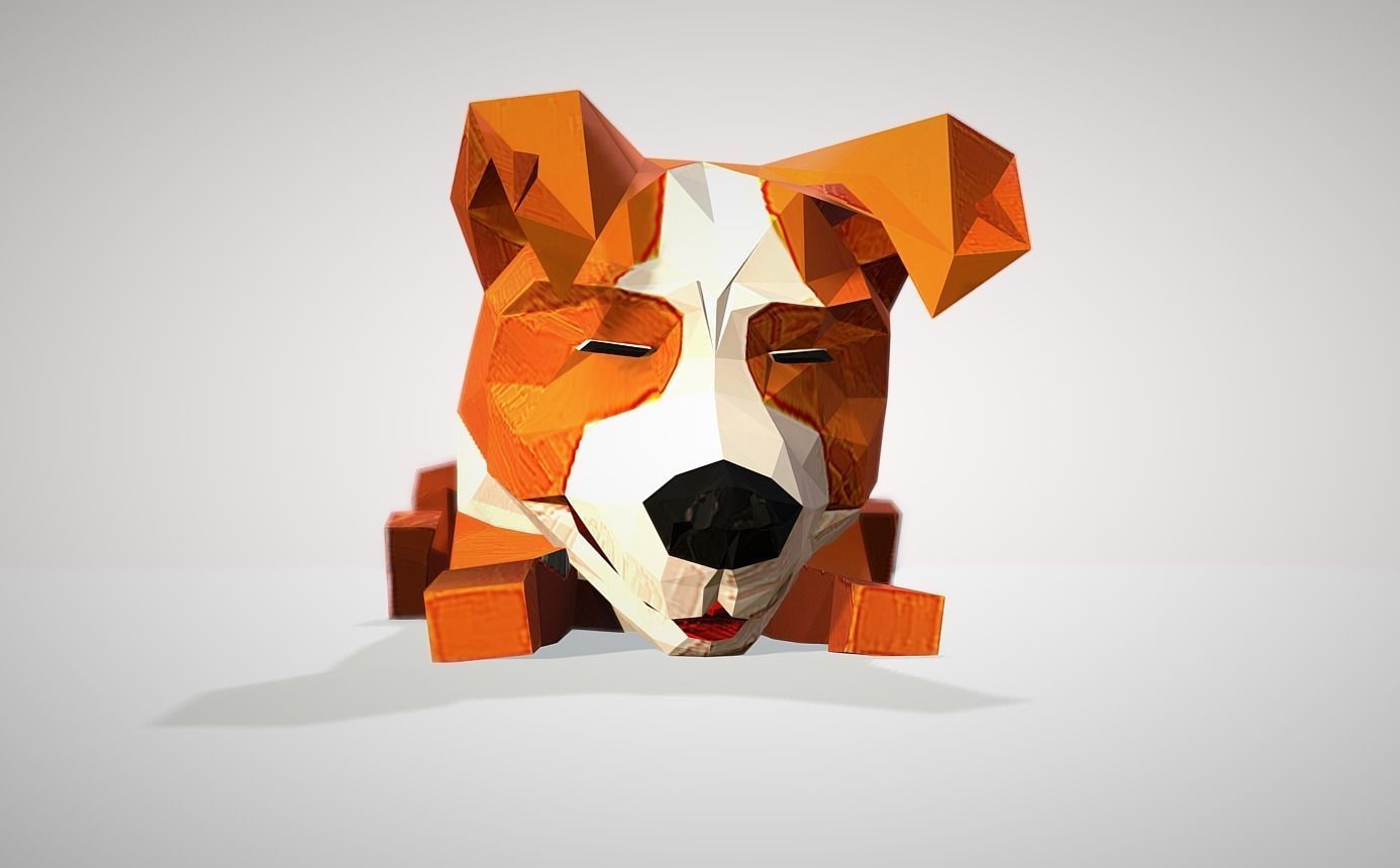 Dog corgi Low-poly 3D model_4