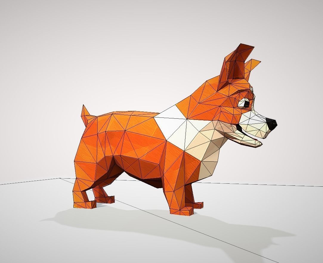 Dog corgi Low-poly 3D model_15