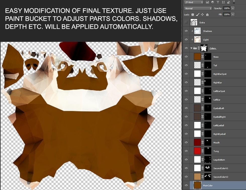 Dog corgi Low-poly 3D model_3