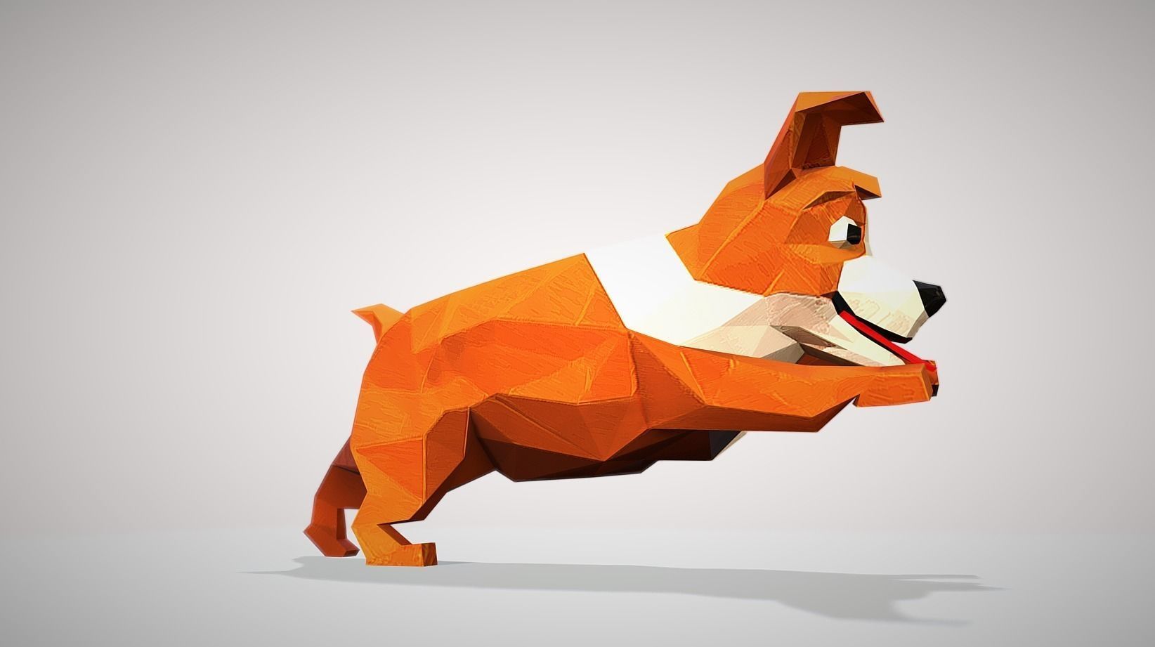 Dog corgi Low-poly 3D model_6