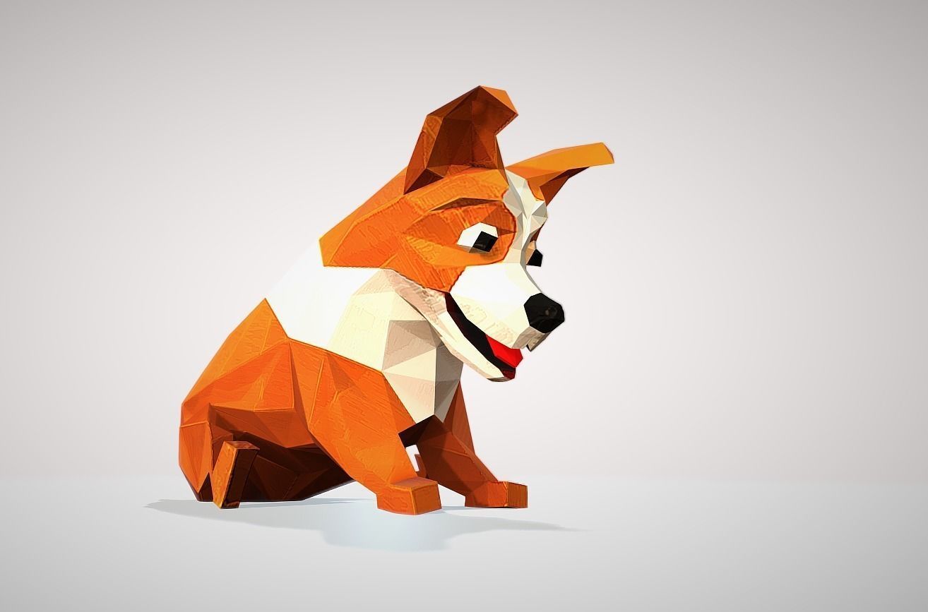 Dog corgi Low-poly 3D model_11