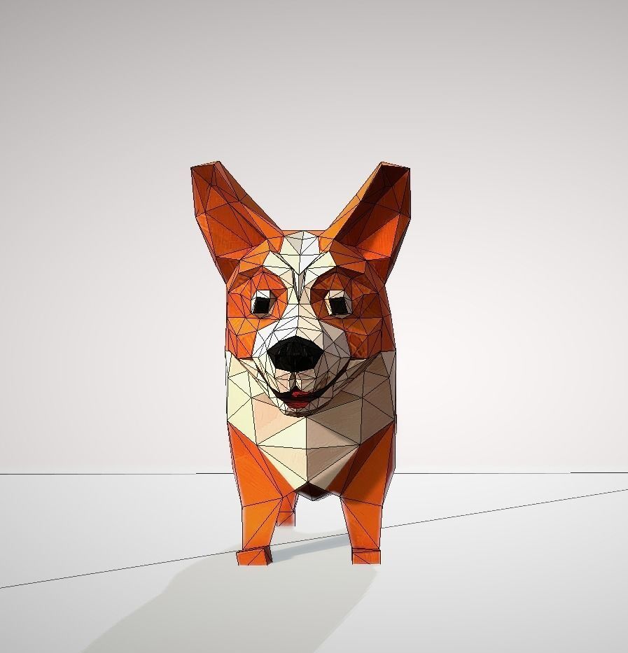 Dog corgi Low-poly 3D model_14