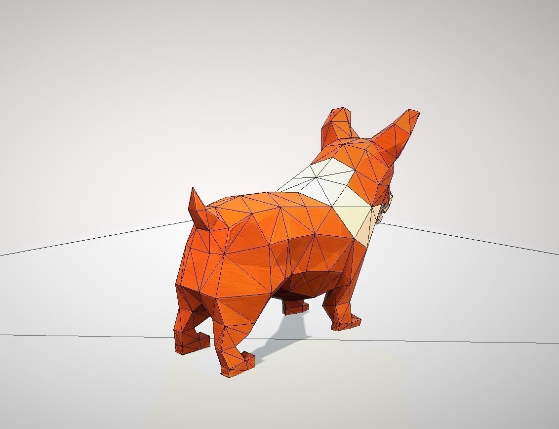 Dog corgi Low-poly 3D model_16