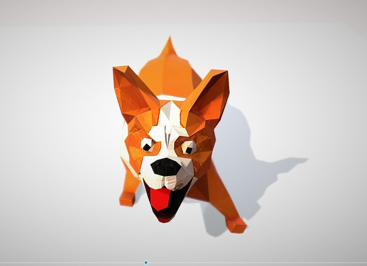 Dog corgi Low-poly 3D model_10
