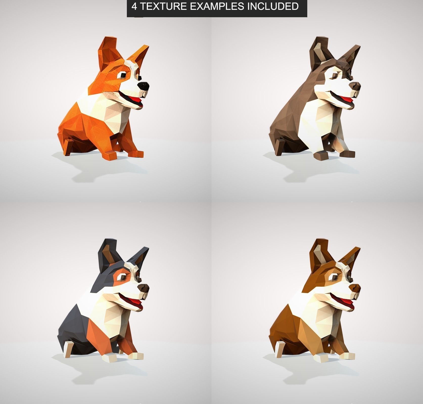 Dog corgi Low-poly 3D model_8