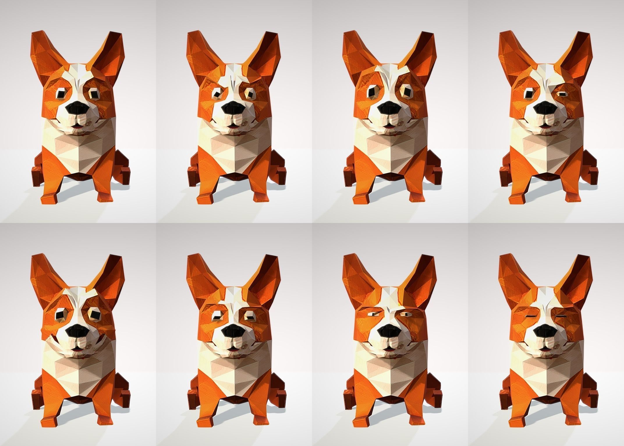 Dog corgi Low-poly 3D model_1