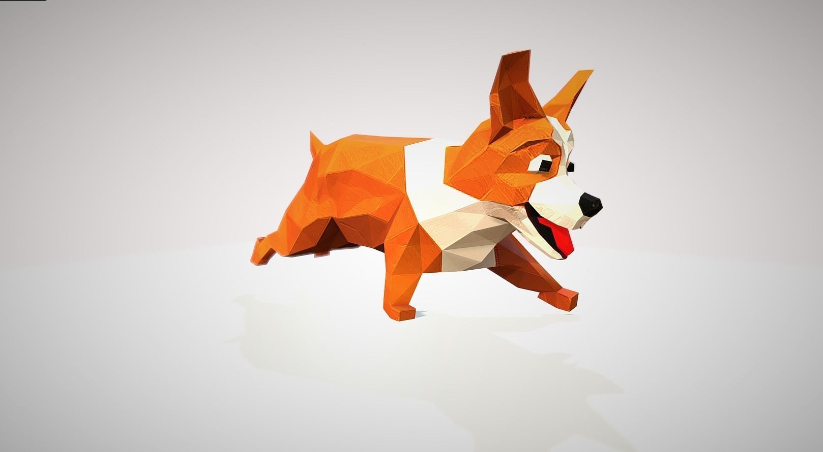 Dog corgi Low-poly 3D model_2