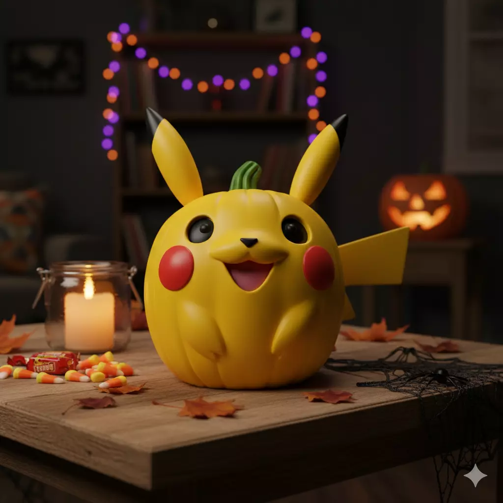 Pikachu Halloween Pumpkin Decor 3D print model