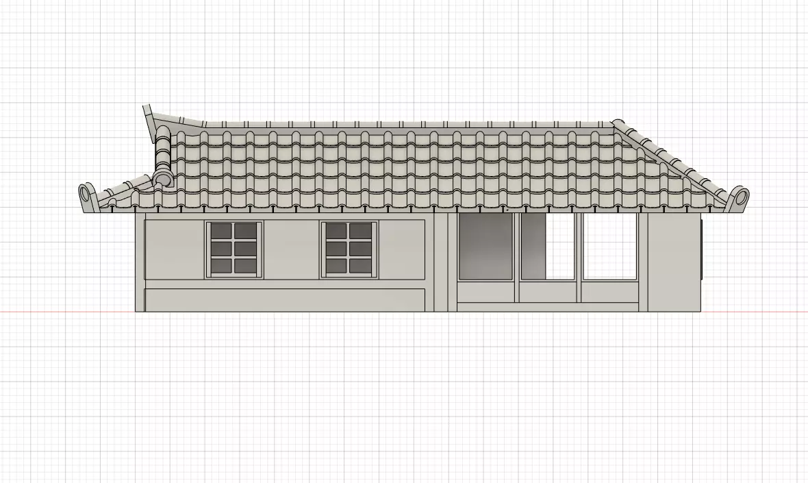 Korean traditional house U shape 3D print model_1