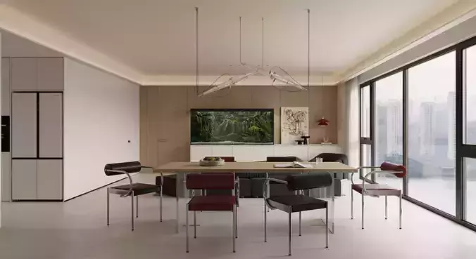 Modern living room dining room interior scenes 255