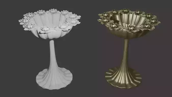 3D Fountain decorated with lilies