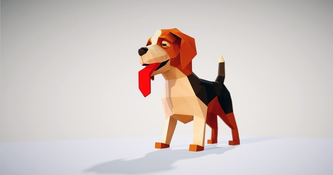Dog Beagle Low-poly 3D model